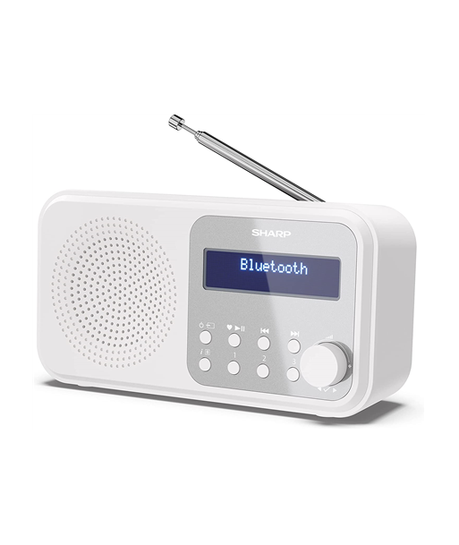 Sharp DR-P420(WH) Tokyo Portable Digital Radio, FM/DAB/DAB+, Bluetooth 5.0, USB or Battery Powered, Snowy White, Sharp, Tokyo