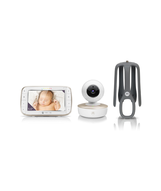 Видеоняня Motorola VM855 CONNECT 5.0” Portable Wi-Fi with Flexible Crib Mount, White/Gold Видеоняня Motorola VM855 CONNECT 5.0” Portable Wi-Fi with Flexible Crib Mount, White/Gold