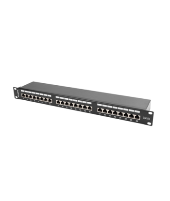 Lanberg, Patch Panel 24 Port 1U 19" CAT.5E FT with Cable Organizer Shielded, PPS5-1024-B, Black