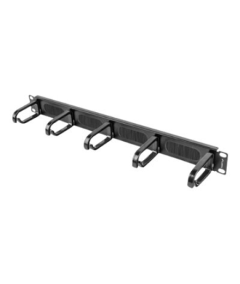 Lanberg 19" cable management brush panel 5 rings type B 1U | AK-1203-B | Black