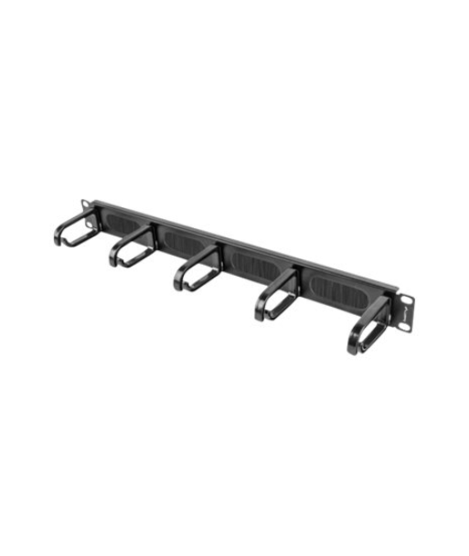 Lanberg 19" cable management brush panel 5 rings type B 1U | AK-1203-B | Black