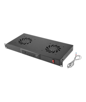 Lanberg 19" fan unit/ventilation panel with LCD 2 fans + thermostat 230V | AK-1502-B | Black