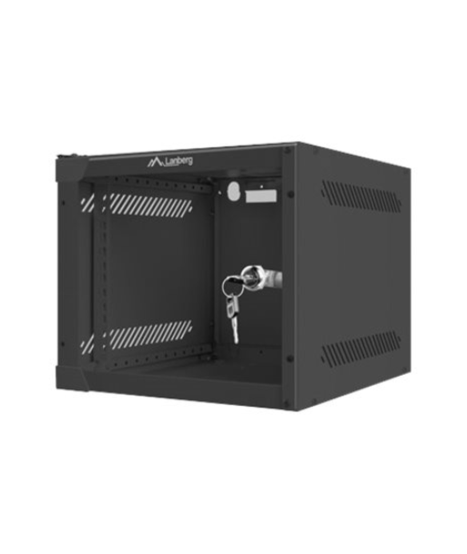 Lanberg Rack cabinet 10" wall-mount 4U/280x310 (flat pack) with glass door, black | Lanberg