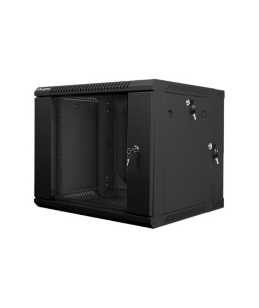 Lanberg Rack cabinet 19" double-section wall-mount 9U/600x600 (flat pack), black | Lanberg