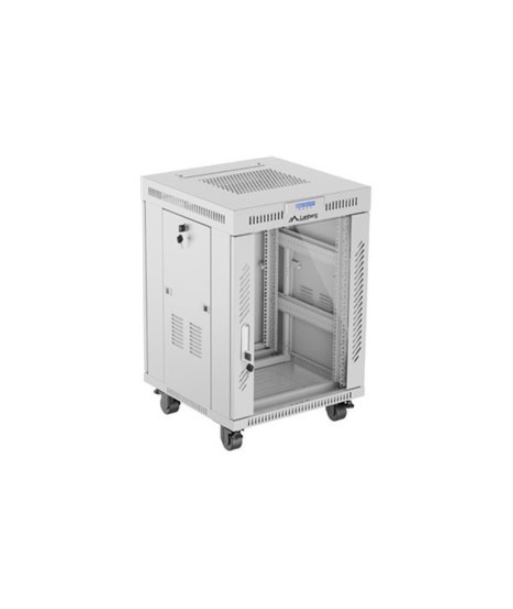 Lanberg Rack cabinet 19" free-standing 15U/600x600 (flat pack) with glass door ICD V2, grey | Lanberg Lanberg Rack cabinet 19" free-standing 15U/600x600 (flat pack) with glass door ICD V2, grey | Lanberg