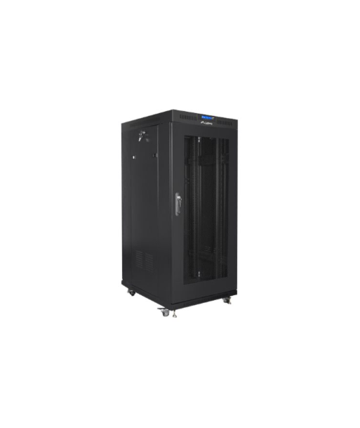 Lanberg Rack cabinet 19" free-standing 22U/800x800 (flat pack) with glass door lCD V2, black | Lanberg Lanberg Rack cabinet 19" free-standing 22U/800x800 (flat pack) with glass door lCD V2, black | Lanberg