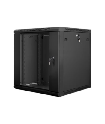 Lanberg Rack cabinet 19" wall-mount 12U/600x600 (flat pack) with glass door V2, black | Lanberg