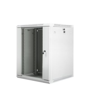 Lanberg Rack cabinet 19" wall-mount 15U/600x600 (flat pack) with glass door V2, grey | Lanberg