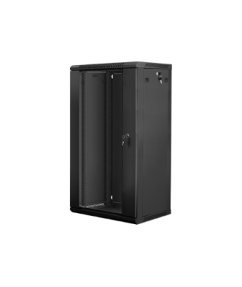 Lanberg Rack cabinet 19" wall-mount 22U/600x450 (flat pack) with glass door V2, black | Lanberg