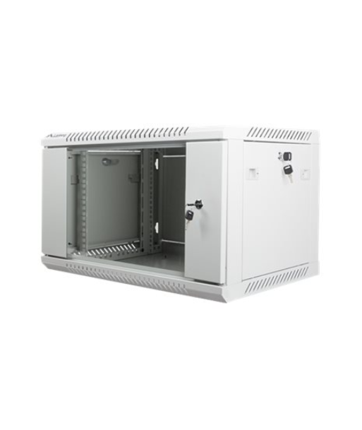 Lanberg Rack cabinet 19" wall-mount 6U/600x450 (flat pack) with glass door V2, grey | Lanberg