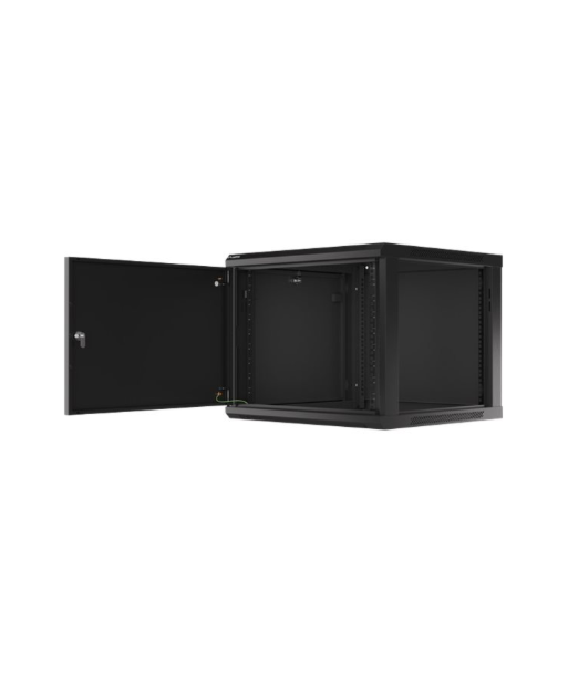 Lanberg Rack cabinet 19" wall-mount 9U/600x600 (flat pack) for self-assembly with metal door, black | Lanberg