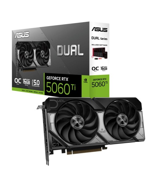 Graphics Card ASUS NVIDIA GeForce RTX 5060 Ti 16 GB GDDR7 128 bit PCIE 5.0 16x Dual Slot Fansink 1xHDMI 3xDisplayPort Graphics Card ASUS NVIDIA GeForce RTX 5060 Ti 16 GB GDDR7 128 bit PCIE 5.0 16x Dual Slot Fansink 1xHDMI 3xDisplayPort