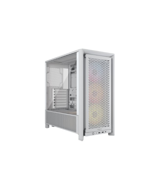 Corsair PC Case, Frame 4000D RS ARGB Modular, White, Mid-Tower, Power supply included No