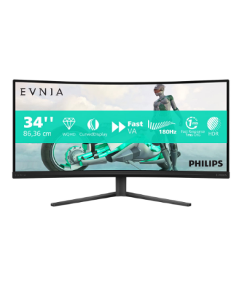 Philips 34M2C3500L/00, 34", VA, 21:9, 180 Hz, 1 ms, 3440 x 1440 pixels, 300 cd/m², HDMI ports quantity 2, Warranty 24 month(s)