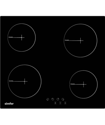 Pliidiplaat Simfer, H6.040.DECSP, Vitroceramic, Number of burners/cooking zones 4, Touch, Black