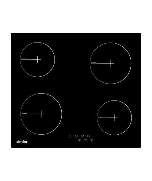 Simfer, Hob, H6.040.DECSP, Vitroceramic, Number of burners/cooking zones 4, Touch, Black