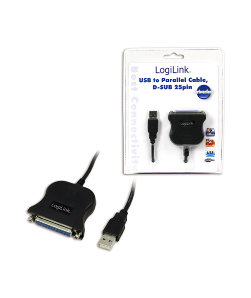 Logilink, USB 2.0 adapter to Paralel (LPT) DB25, 1,8m, USB-A to LPT USB A male, DB25