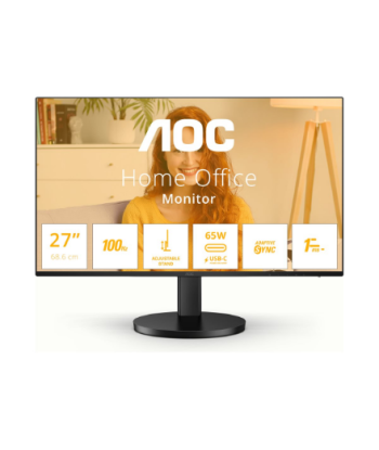 AOC Q27B3CF2, 27", IPS, QHD, 16:9, 100 Hz, 1 ms, 2560 x 1440 pixels, 350 cd/m², HDMI ports quantity 1, Black, Warranty 36