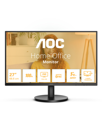 AOC 27B3HMA2, 27", VA, FHD, 16:9, 100 Hz, 4 ms, 1920 x 1080 pixels, 250 cd/m², HDMI ports quantity 1