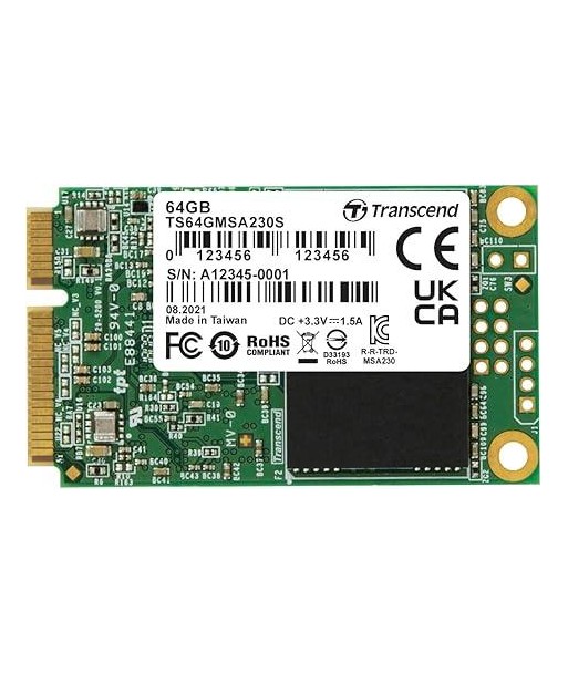 SSD TRANSCEND 64GB mSATA SATA 3.0 3D NAND Write speed 200 MBytes/sec Read speed 350 MBytes/sec TBW 35 TB MTBF 200000 hours
