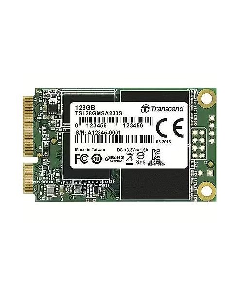 SSD TRANSCEND 128GB mSATA SATA 3.0 Write speed 400 MBytes/sec Read speed 550 MBytes/sec MTBF 2000000 hours TS128GMSA230S SSD TRANSCEND 128GB mSATA SATA 3.0 Write speed 400 MBytes/sec Read speed 550 MBytes/sec MTBF 2000000 hours TS128GMSA230S