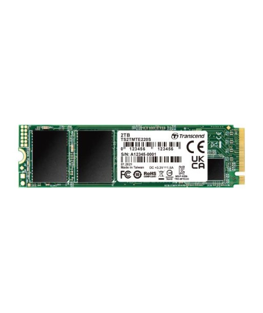 SSD TRANSCEND 2TB PCIe Gen3 NVMe NAND flash technology 3D NAND Write speed 2900 MBytes/sec Read speed 3500 MBytes/sec Form