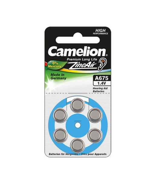 Camelion, A675/DA675/ZL675, Zinc air cells, 6 pc(s)