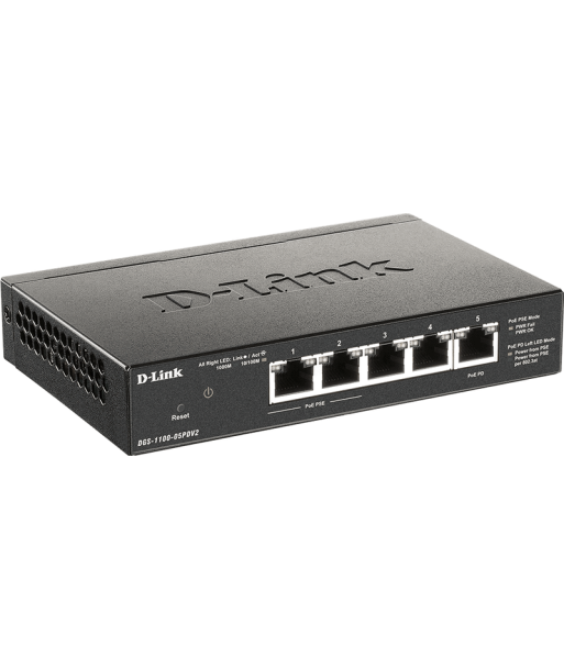 D-Link, 5-Port Gigabit PoE Smart Managed Switch and PoE Extender, DGS-1100-05PDV2, Web managed, Desktop, Power supply type