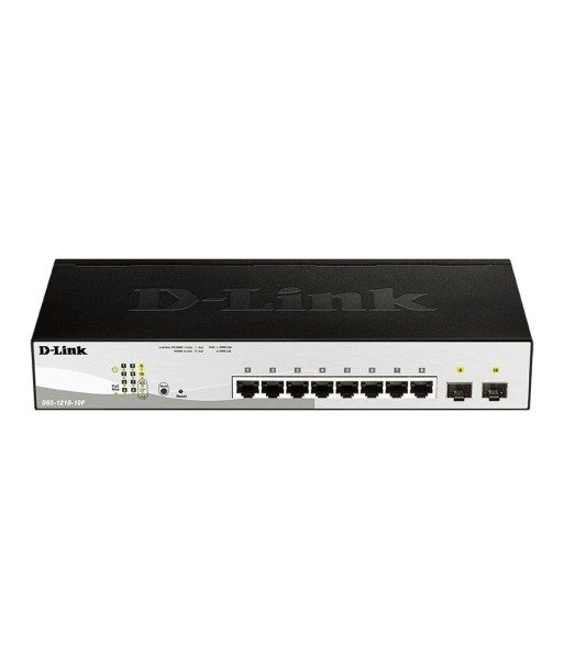 D-LINK DGS-1210-10P, Gigabit Smart III Switch with 8 10/100/1000Base-T PoE ports and 2 combo 1000Base-T/MiniGBIC (SFP) ports D-LINK DGS-1210-10P, Gigabit Smart III Switch with 8 10/100/1000Base-T PoE ports and 2 combo 1000Base-T/MiniGBIC (SFP) ports