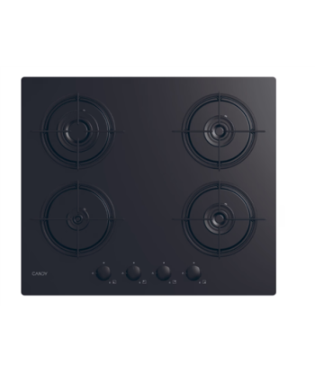 Pliidiplaat Candy, CVW6BB, Gas on glass, Number of burners/cooking zones 4, Knobs, Black