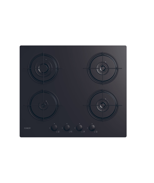Pliidiplaat Candy, CVW6BB, Gas on glass, Number of burners/cooking zones 4, Knobs, Black