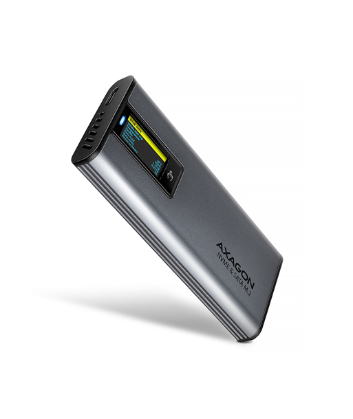 AXAGON EEM2-SD2 USB-C 10Gbps - M.2 NVMe & SATA SSD DISPLAY box