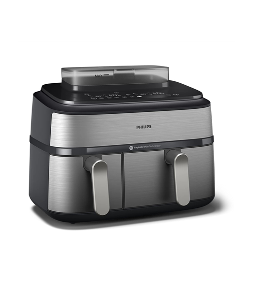 Philips NA555/09 Dual Basket Airfryer with Steam 5000 Series, 9 L, Stainless Steel/Black