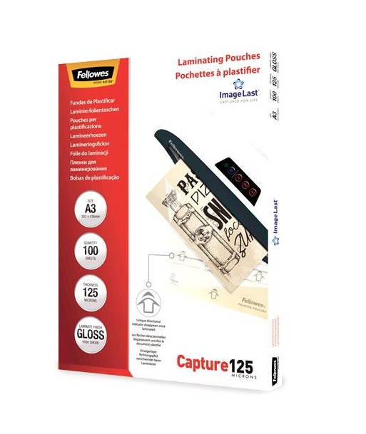 Fellowes ImageLast Laminating Pouches A3 – 125 Microns, 100pcs, Model 5307506 Fellowes ImageLast Laminating Pouches A3 – 125 Microns, 100pcs, Model 5307506