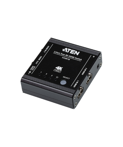 Aten, 3-Port True 4K HDMI Switch, VS381B, Input: 3 x HDMI Type A Female, Output: 1 x HDMI Type A Female