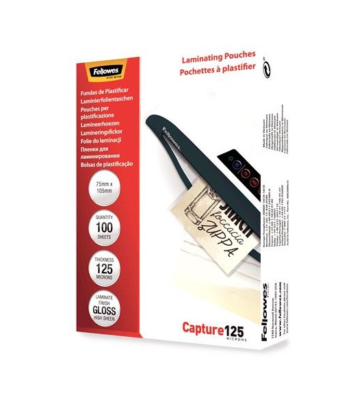 Fellowes läikivad lamineerimiskiled A6 – 125 mikronit, 100 tk, mudel 5307201 Fellowes läikivad lamineerimiskiled A6 – 125 mikronit, 100 tk, mudel 5307201