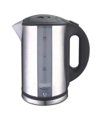 Чайник Adler, AD 1216, Standard, 2000 W, 1.7 L, Stainless steel, 360° rotational base, Stainless steel