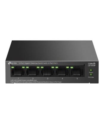 TP-LINK, 5-Port Gigabit Desktop Switch with 4-Port PoE+, LS105GP, Unmanaged, Desktop