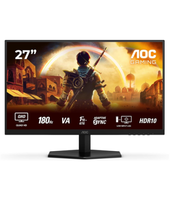 AOC Q27G42XNE, 27", VA, QHD, 16:9, 180 Hz, 1 ms, 2560 x 1440 pixels, 300 cd/m², HDMI ports quantity 2, Black