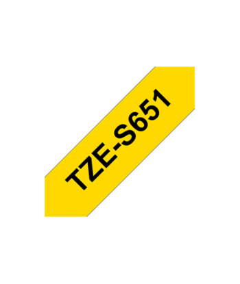 Kleepkirjalint Brother, TZe-S651 Strong Adhesive, Black on Yellow, TZe, 8 m, 2.4 cm