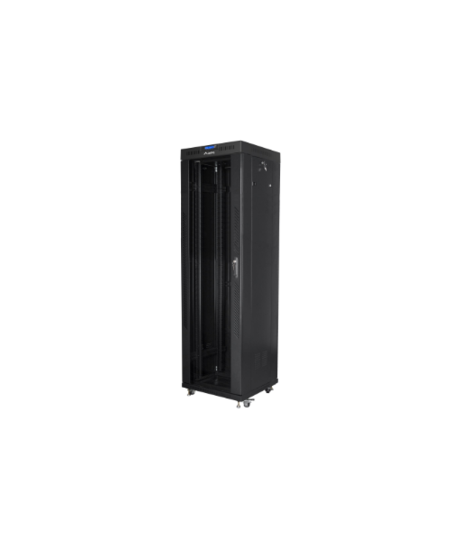 Lanberg, Rack cabinet 19" free-standing 42U/600x600 (flat pack) with glass door lCD V2, FF01-6642-12BL, Black