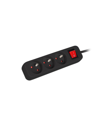 Lanberg Cable Power Strip, 3X French Outlets with Switch, Quality-Grade Copper, 1.5 m | PS1-03E-0150-BK