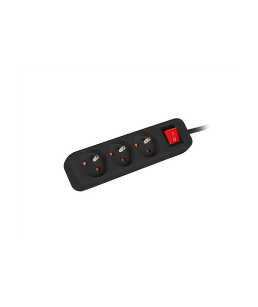Lanberg Cable Power Strip, 3X French Outlets with Switch, Quality-Grade Copper, 1.5 m | PS1-03E-0150-BK