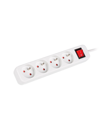 Lanberg PS1-04E-0150-W pikendusjuhe – 4× Prantsuse pistikut, lüliti, 1.5 m, vaskjuhtmed