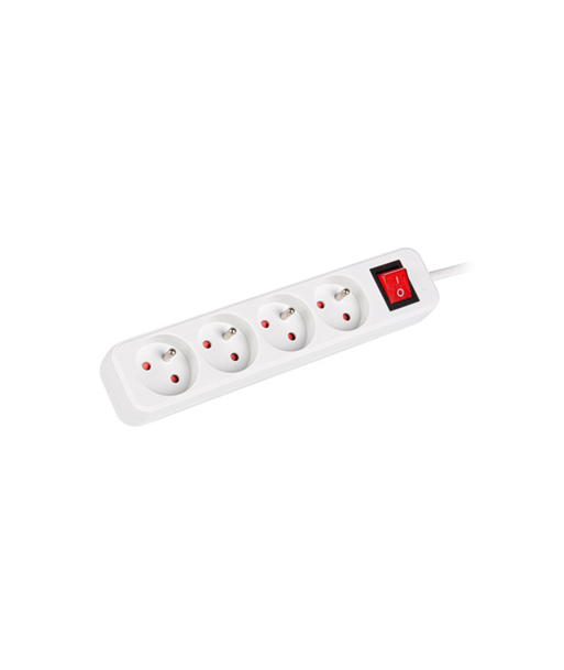 Lanberg Cable Power Strip, 4X French Outlets with Switch, Quality-Grade Copper, 1.5 m | PS1-04E-0150-W