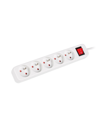 Lanberg Cable Power Strip, 5X French Outlets with Switch, Quality-Grade Copper, 3 m | PS1-05E-0300-W