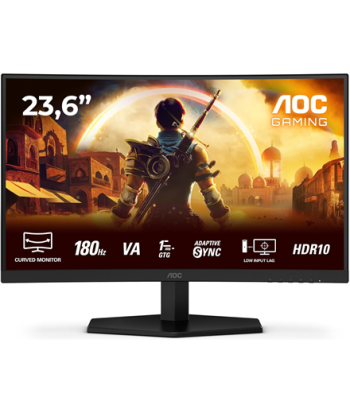 AOC Gaming monitor, C24G42E, 24", VA, FHD, 16:9, 180 Hz, 0.5 ms, 1920 x 1080 pixels, 250 cd/m², HDMI ports quantity 2, Black