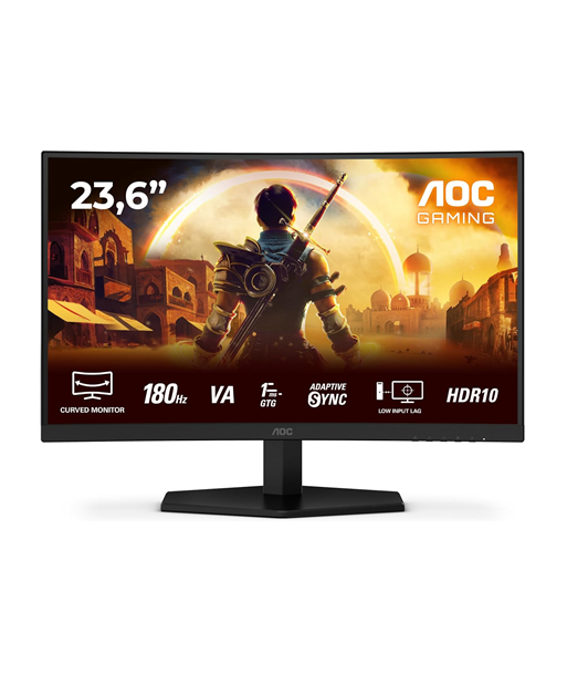 AOC C24G42E Gaming Monitor – 24″ VA, FHD, 180 Hz, 0.5 ms, Curved, HDMI ×2, Black AOC C24G42E Gaming Monitor – 24″ VA, FHD, 180 Hz, 0.5 ms, Curved, HDMI ×2, Black