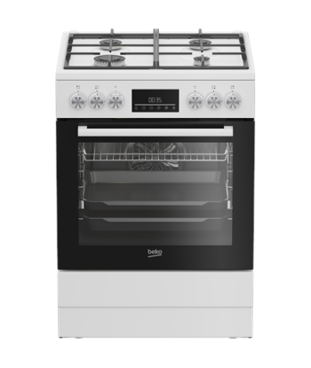 Плита BEKO, FBM62330GWDTN, Hob type Gas, Oven type Electric, White, Width 60 cm, Grilling, LED, Depth 60 cm, 72 L