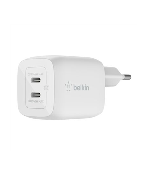 Belkin Dual USB-C GaN Wall Charger with PPS 45W | WCH011vfWH